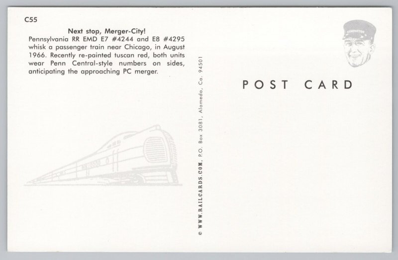 Transportation~Pennsylvania Railroad~EMD E7 & E8~Chicago~Vintage Postcard 