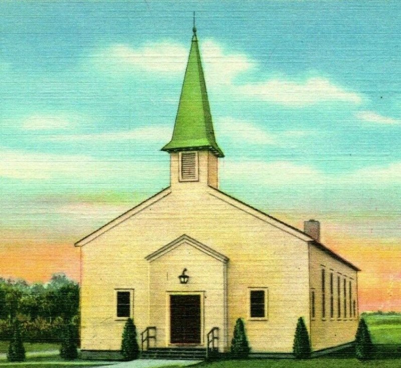Camp Maxey Texas Tx Chapel Église Inutilisé Unp Vtg Lin Carte Postale 1940s WWII