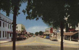 Sebring Florida FL Ridgewood Ave Street Scene Colorful Linen Vintage Postcard