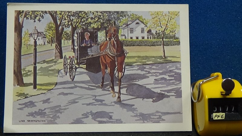 Continental Replica Amish Women Horse Drawn Bugsy Original Water Color by Lisa