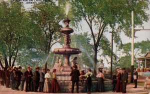 St. Joseph, Michigan - People in front of the Fountain at Lake Front - in 1913