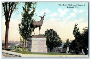 c1910s Elk Rest Hollywood Cemetery Statue Richmond Virginia VA Unposted Postcard