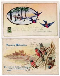 Greeting - Christmas - Birds (2 Cards, one in German)