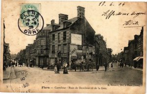 CPA Flers - Carrefour rues de domfront et de la gare (195935)