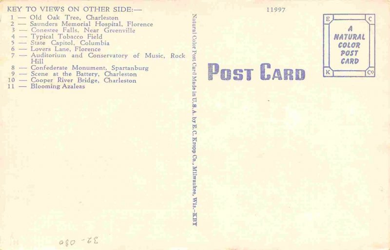 South Carolina Map postcard