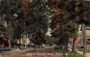 Racine Wisconsin~Main Street North From 9th Street~Nice Homes~Vintage Car~1912 