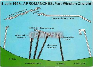 Modern Postcard Arromanches Map Port of June Unloading Army