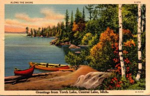 Michigan Greetings From Torch Lake Central Lake 1941 Curteich