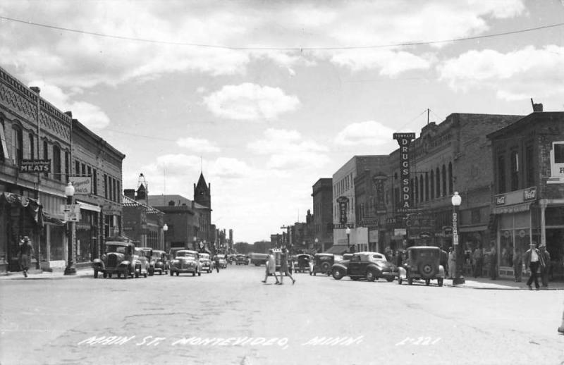 Montevideo Minnesota Main Street Scene Real Photo Antique Postcard K105066