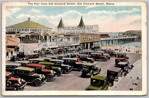 Old Orchard Beach 1930 Postcard Pier From Old Orchard Street Cars