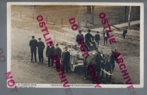 Chariton IOWA RPPC c1910 FIRE DEPARTMENT Hook & Ladder Wagon FIREMEN V.F.D. IA