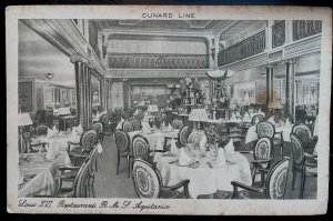 Vintage Postcard 1914 Restaurant on R.M.S. Aquitania