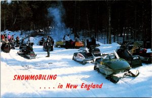 Snowmobiling New England NE Winter Snow ME NH VT Postcard UNP VTG Unused Vintage 