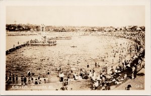 Kitsilano Beach Vancouver BC Kits People Swimming Unused Real Photo Postcard F64