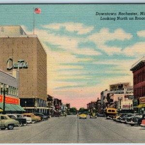 1954 Rochester, Minn Downtown North Broadway St Main Store Dayton Woolworth A234