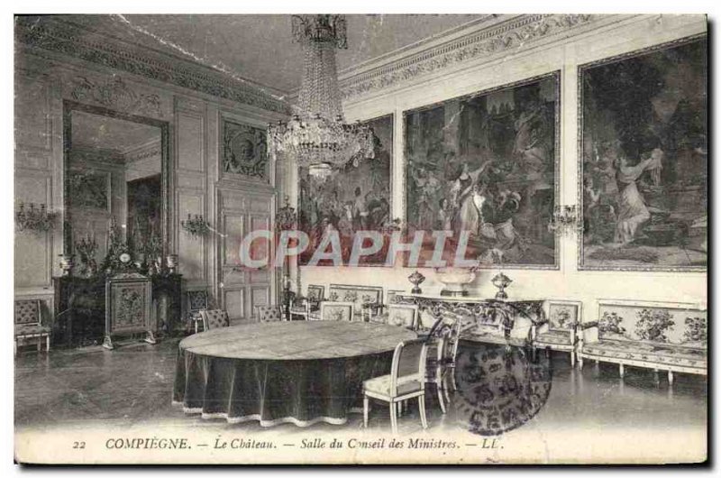 Old Postcard Compiegne Chateau Hall Cabinet