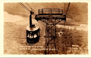 New Hampshire Cannon Mountain Aerial Passenger Tramway Passing First Tower Re...