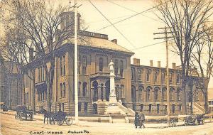 Auburn ME Court House Horse & Wagons Old Car RPPC Postcard