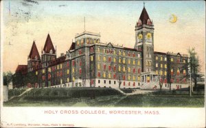 WORCESTER MASS MA Holy Cross College HOLD TO LIGHT HTL Antique Postcard