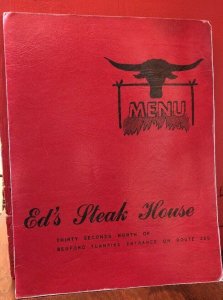 Vintage 60s ED'S STEAKHOUSE Restaurant Menu Bedford PA Pennsylvania