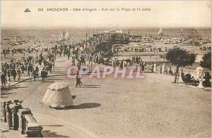 Old Postcard Arcachon Silver View Riviera Beach Front and Jetee