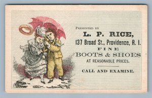 PROVIDENCE RI L.P.RICE BOOTS & SHOES VICTORIAN TRADE CARD