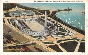 Chicago Illinois Soldiers Field & Museum Stadium Antique Postcard (J24301)