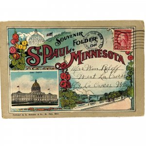 c1920s St Paul, Minn Souvenir Folder 20 Views Postcard Booklet Steinman MN 1B