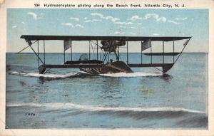 Atlantic City New Jersey Hydroaeroplane Gliding on Beach Front Postcard J71023 