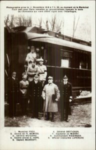 WWI History Leaders & RR Train Marechal Foch Wemyss 1918 Real Photo Postcard