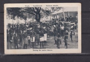 SOLOMON ISLANDS, GUADALCANAL, VISALE, NATIVE DANCES, c1910 ppc., unused.