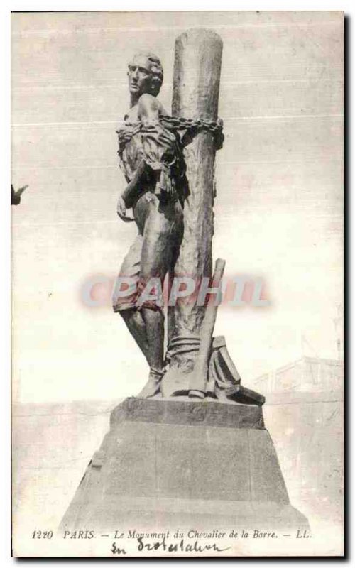 Old Postcard Paris Monument of Chevalier de la Barre