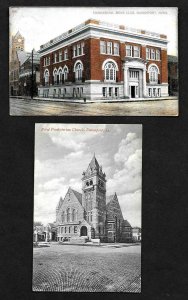 M96 (2) Pcs. Iowa, Davenport, Commercial Mens Club & 1st Presbyterian Church
