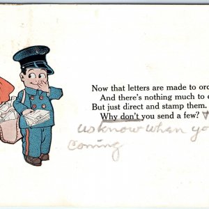 c1910s Cute Mailman Woman Check Mailbox Children Illustrated Art Comic PC A184