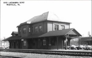 Meadville PA Lackawanna Depot Train Station Real Photo Postcard 1970s