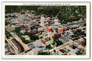 c1940s View Of Business District From The Air Greenville South Carolina Postcard