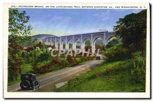 Postcard Old Nicholson Bridge On the Lackawanna Trail entre Scranton and Bing...