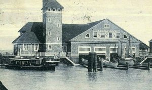 Postcard 1906 View of Flag flying at Life Saving Station in Chicago, IL.  S7