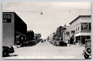 Sisseton SD Main Street North Grain Belt & Hamms Beer 7up Signs Adv Postcard V29