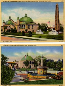 San Jose, California - 2 Postcards at Rosicrucian Park - in the 1940s