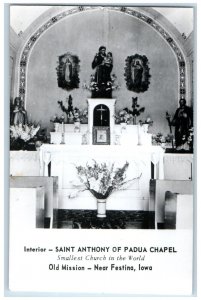 Festina IA, St. Anthony Of Padua Chapel Interior Old Mission RPPC Photo Postcard