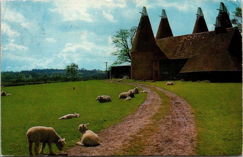 VINTAGE POSTCARD KENISH OAST HOUSES U.K. WITH PICTORIAL POSTMARK