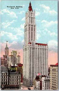 Woolworth Building New York City NY Highest Office Main Building Tower Postcard