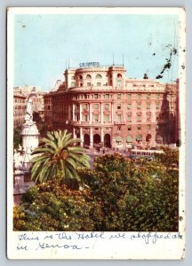 c1961 Hotel Colombia Excelsiour Genoa Italy 4x6 Vintage Postcard 0362