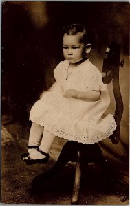 c1910 CUTE LITTLE GIRL IN OFFICE CAIR CYKO RPPC PHOTO POSTCARD 36-144