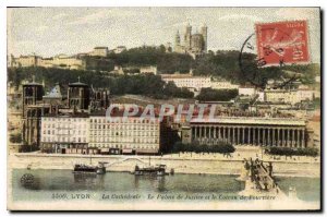 Old Postcard Lyon La Cathedrale The courthouse and the Coteau de Fourviere