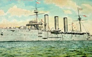 HMS Kent 1st Class Cruiser Ship Royal Navy Vintage Postcard WWI Era