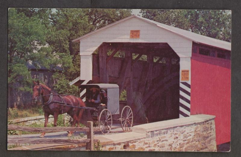 Covered Bridge - Amish Family - With Horse & Buggy