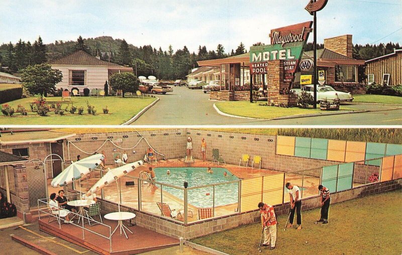 Portland OR Maywood Motel Duo View, Postcard