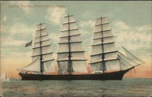Provincetown Cape Cod MA Schooner Tall Ship Leaving Harbor c1910 Postcard